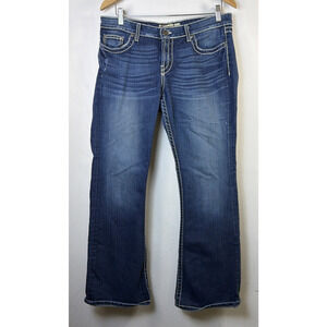 Buckle BKE Denim Sabrina 32 * 31.5 Dark Wash Blue Wide Leg Stretch jeans mid